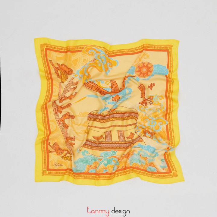 Khăn lụa vuông KTS 2 mặt Yellow 66x66 cm